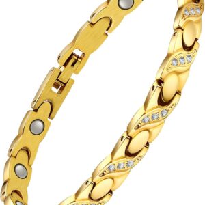 Jeracol Titanium Steel Magnetic Bracelets for Women, Magnetic Brazaletes with 3500 Gauss Magnets, Adjustable Magnetic Wrist Strap with Removal Tool and Jewellery Gift Box