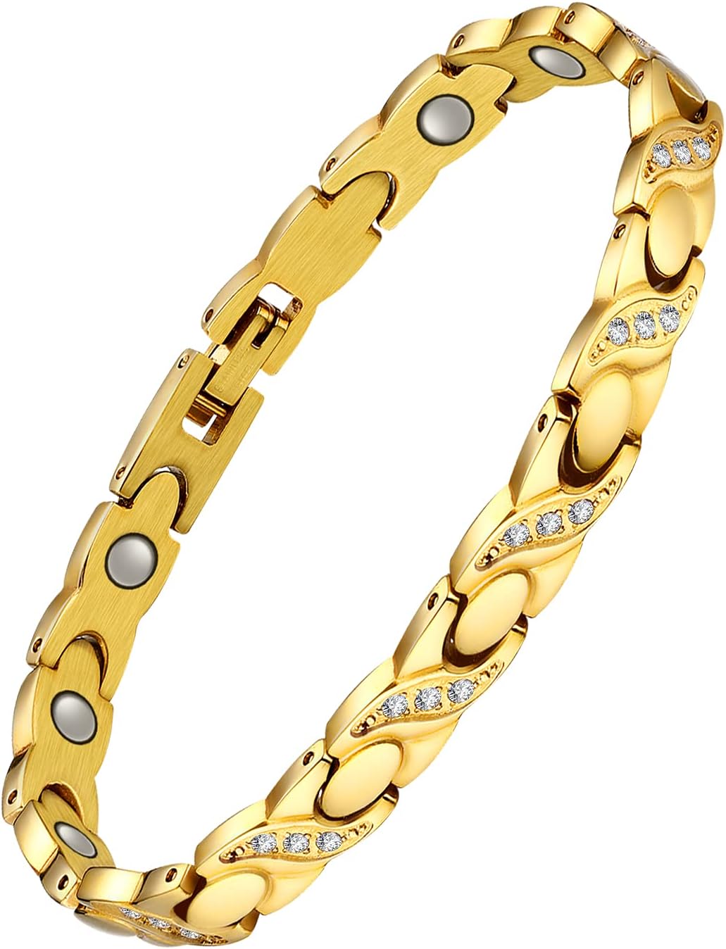 Jeracol Titanium Steel Magnetic Bracelets for Women, Magnetic Brazaletes with 3500 Gauss Magnets, Adjustable Magnetic Wrist Strap with Removal Tool and Jewellery Gift Box