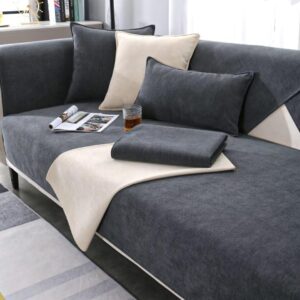 Sofa Cover, Chenille Sofa Cover, Sofa Throws, Sofa Blanket, Non-Slip Sofa Throw Blanket, Sofa Protection, Cat Dog, Sofa Protector, Sofa Protective Cover, Sofa Cover, Dark Grey, 70 x 70 cm