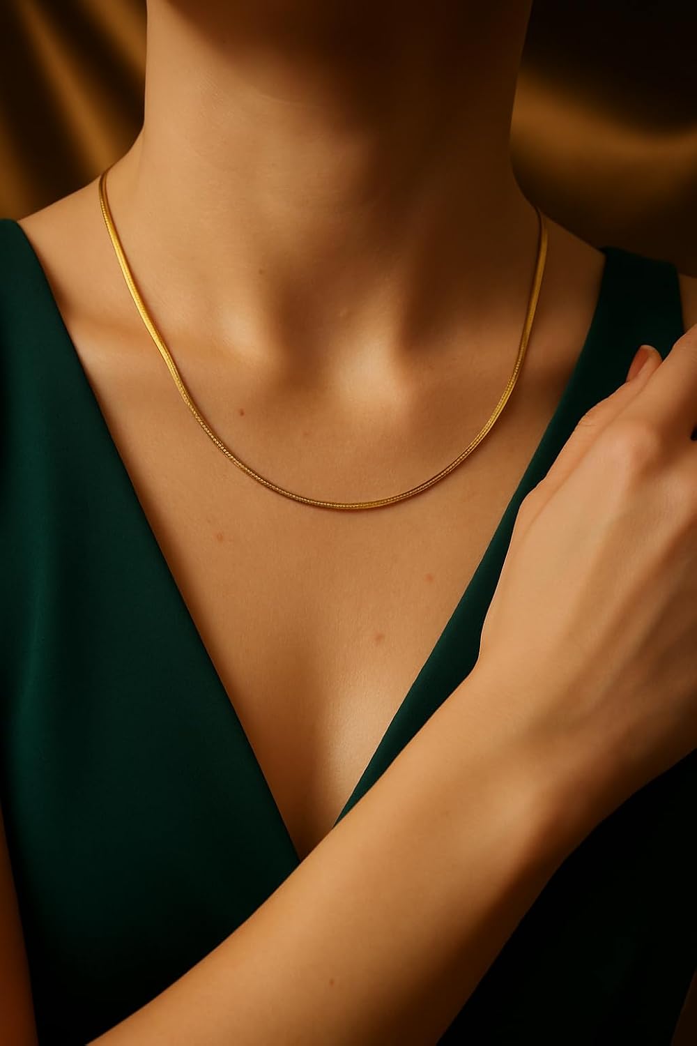 ZELYA Gold chain 925/585 women's snake chain 3.5-4.3 mm wide, 45-60 cm length, necklace gold choker gold snak, golden chain personalised, real silver jewellery gift set – Bild 4