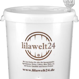 lilawelt24 Fermentation Container 30 L with Drain Tap and Fermentation Tube, Fermentation Bucket for Beer and Wine, Fermentation Barrel Made of Food-Grade Plastic with Scale