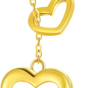 375/9K Real Gold Heart Necklace for Women, Yellow Gold Pendant with Dancing Moissanite Love Heart, Anniversary Jewellery Gifts for Mum, Wife, Girlfriend