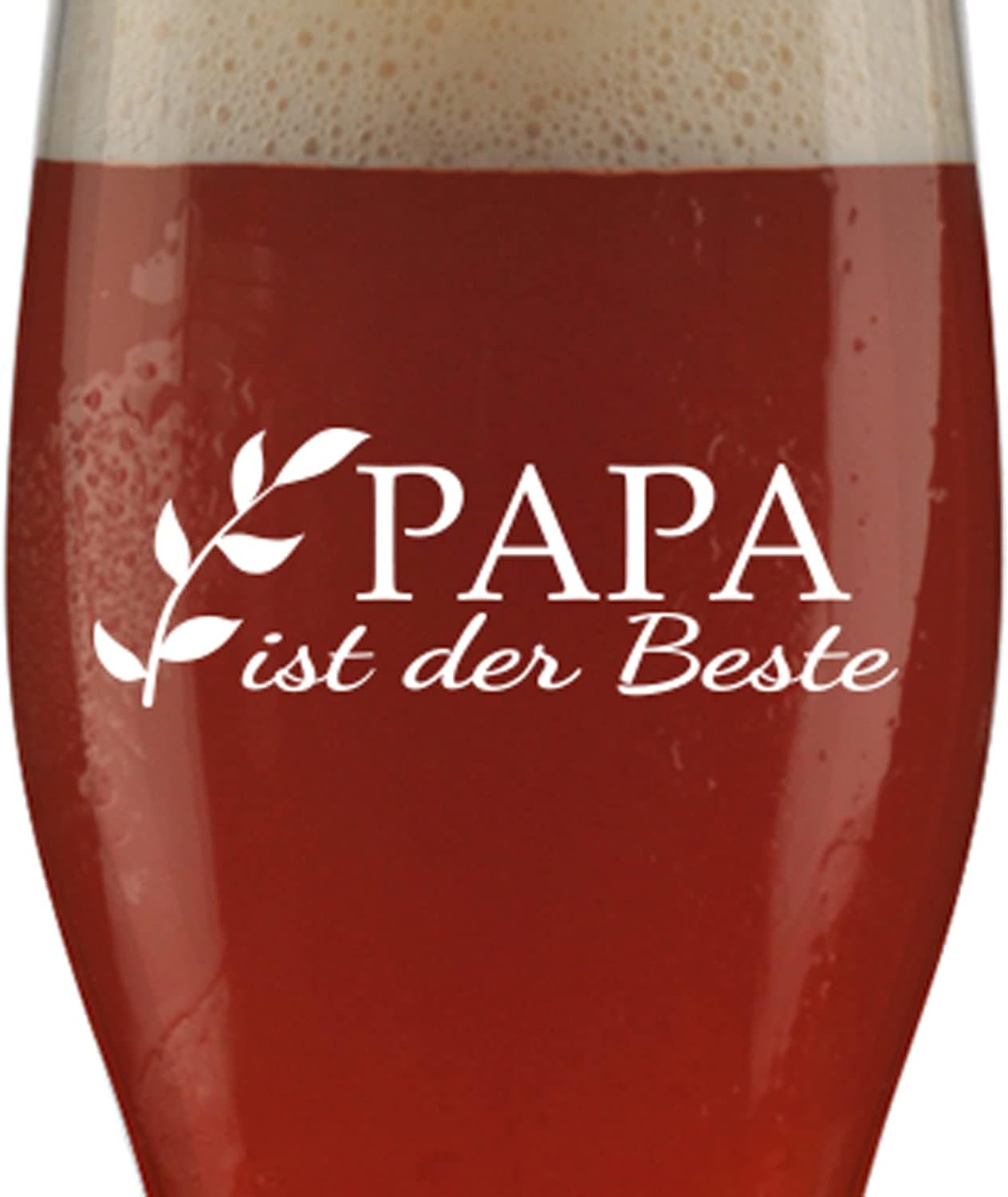 Wheat Glass Papa ist der Beste Beer Glass 0.5 L with Laser Engraving Gift for Father's Day, Birthday, Christmas, Motif Zweig Papa ist der Beste – Bild 2
