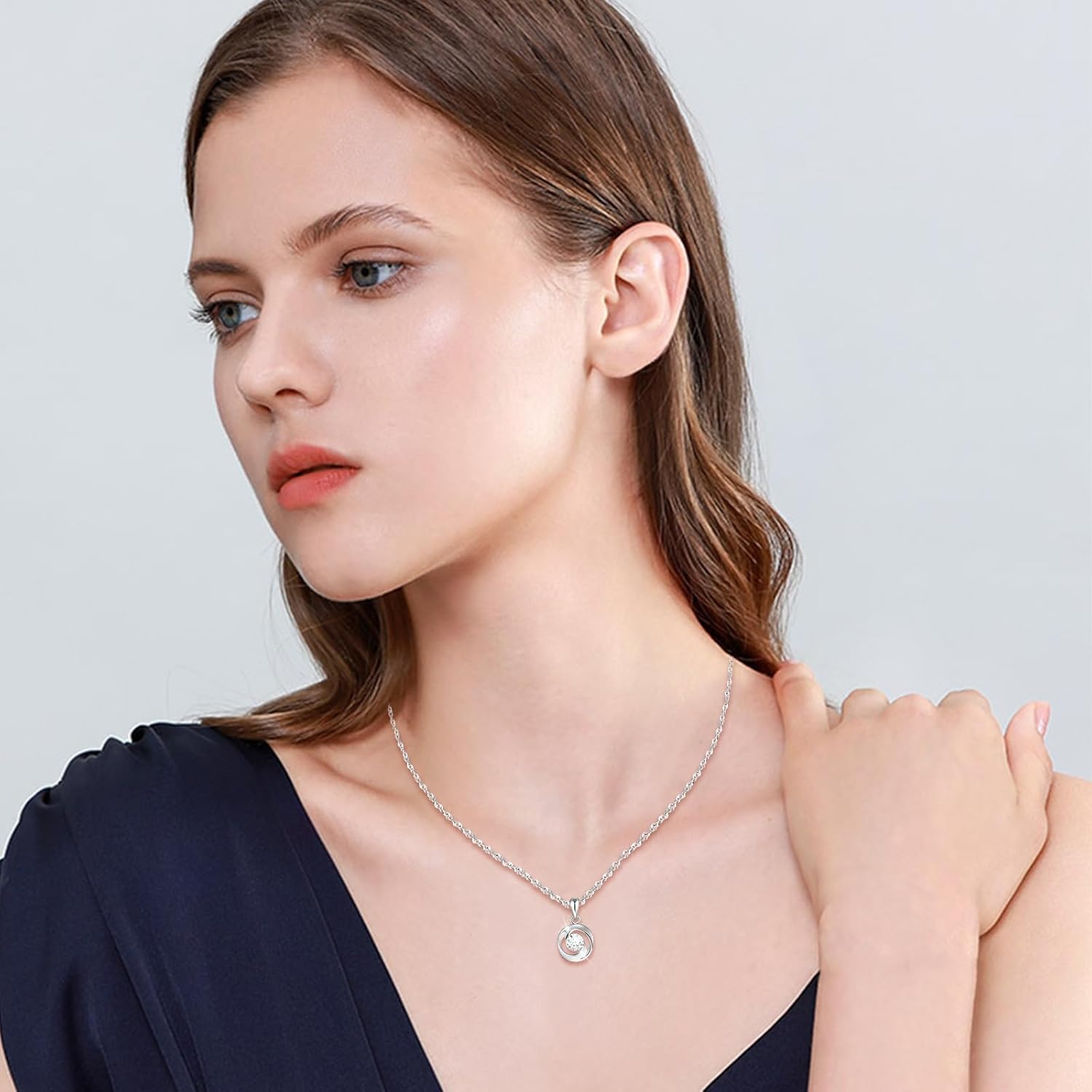 Yumilok Women's Necklace 925 Sterling Silver Cubic Zirconia Twist with Pendant for Women Birthday Mother's Day – Bild 4