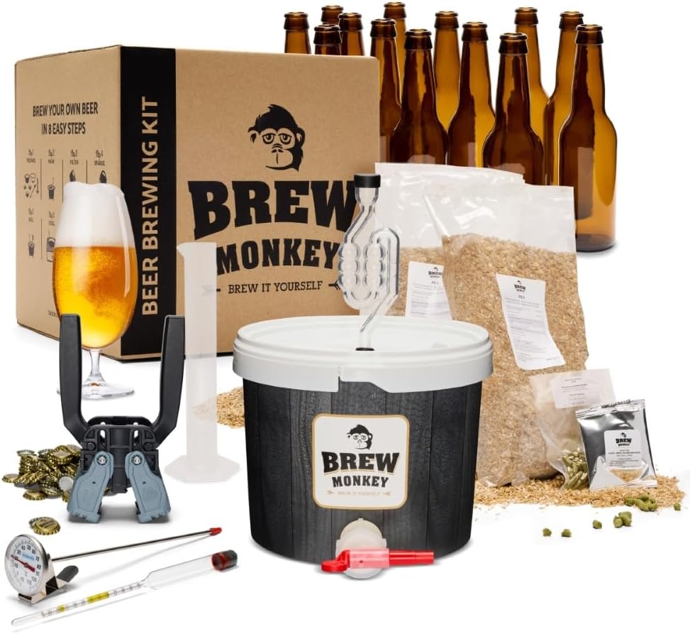 Brew Monkey Beer Brewing Set Helles | Luxe Set 5 Litres Beer | 6.4% Vol. | Beer Brewing Set | Men's Gifts | Beer Gifts for Men | Birthday Gift for Men | Gifts for Dad