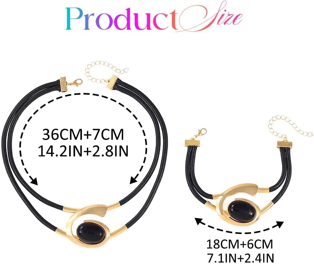 Gold Tone Boho Double Layer Pendant Necklace Bracelet Vintage Fashion Jewelry for Women – Bild 6