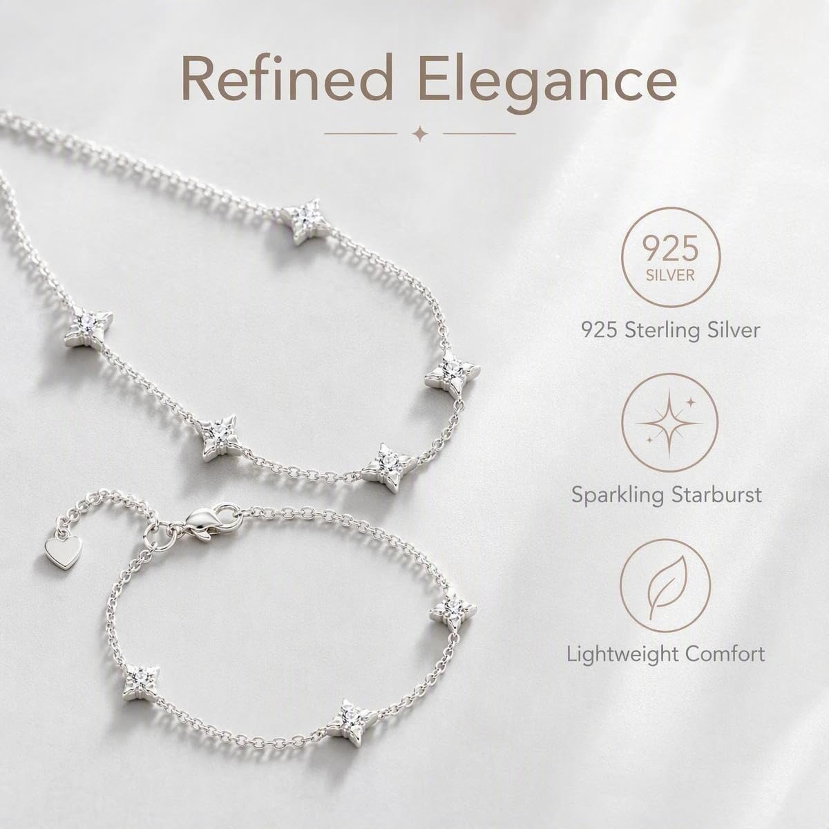 925 Women's Necklace Bracelet Silver Jewellery Four Leaf – Bild 4