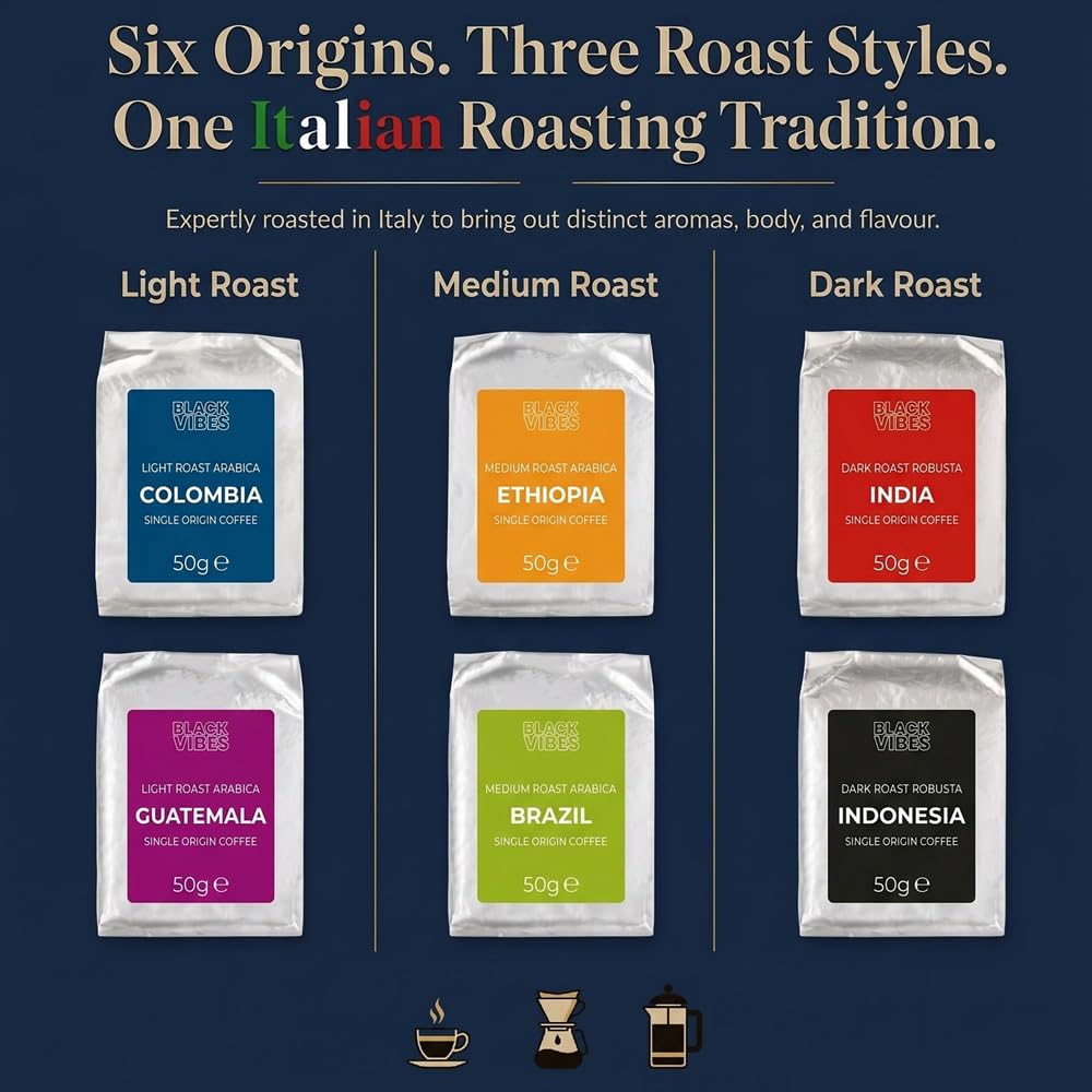Black Vibes - Gift Set World's Coffees Ground Coffee 300 g (6 x 50 g) – Bild 4
