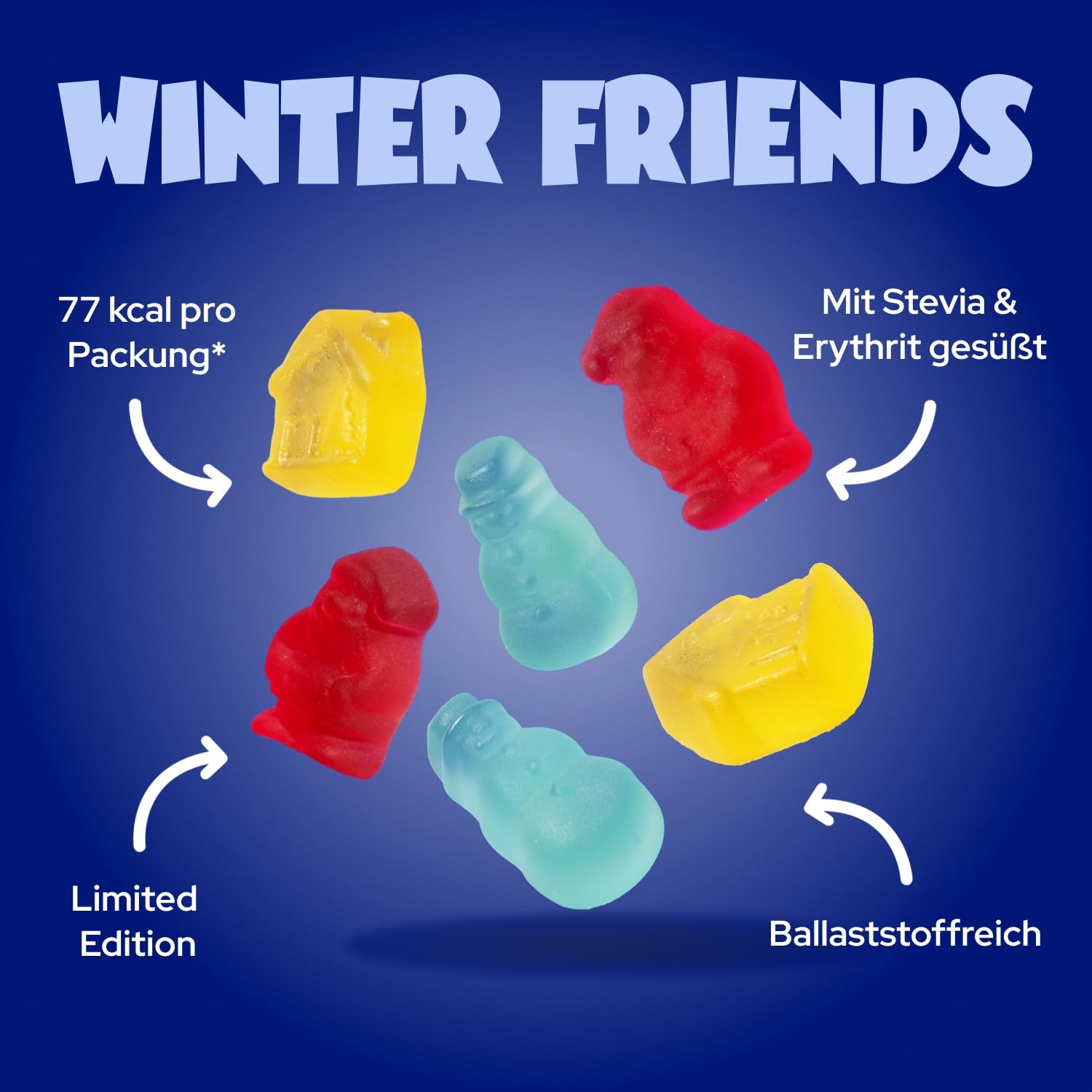 ahead Winter Friends Gummy Bears | Winter Fruit Gum 18 × 50 g | Gummy Bears without Added Sugar | Only 1 g Sugar & 78 kcal per 50 g | Low Calorie Sweets & High Fibre – Bild 3