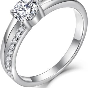YL Women's Engagement Ring, 925 Sterling Silver Ring, Cubic Zirconia, Wedding Ring