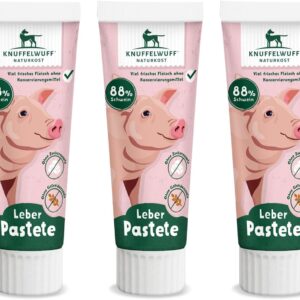 Knuffelwuff Tuben Snack Dog Treats Liver Sausage Pack of 3 - with Extra Fresh Meat - No Preservatives, No Added Sugar and Grains - Also Ideal for Puppies - Made in Germany