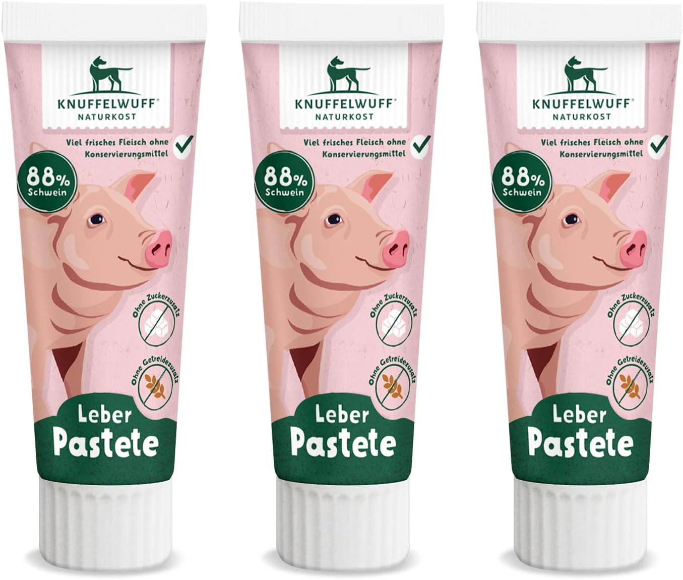 Knuffelwuff Tuben Snack Dog Treats Liver Sausage Pack of 3 - with Extra Fresh Meat - No Preservatives, No Added Sugar and Grains - Also Ideal for Puppies - Made in Germany
