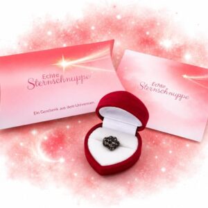 PURAJA Shooting Star in Heart Box, Real Shooting Star with Certificate, Special Gift for Birthday, Wedding, Anniversary, Meteorite as a Lucky Charm