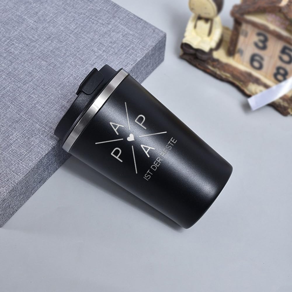 LOZACHE Papa Gift Thermal Mug Coffee to Go Engraved Papa ist der Beste – Bild 3