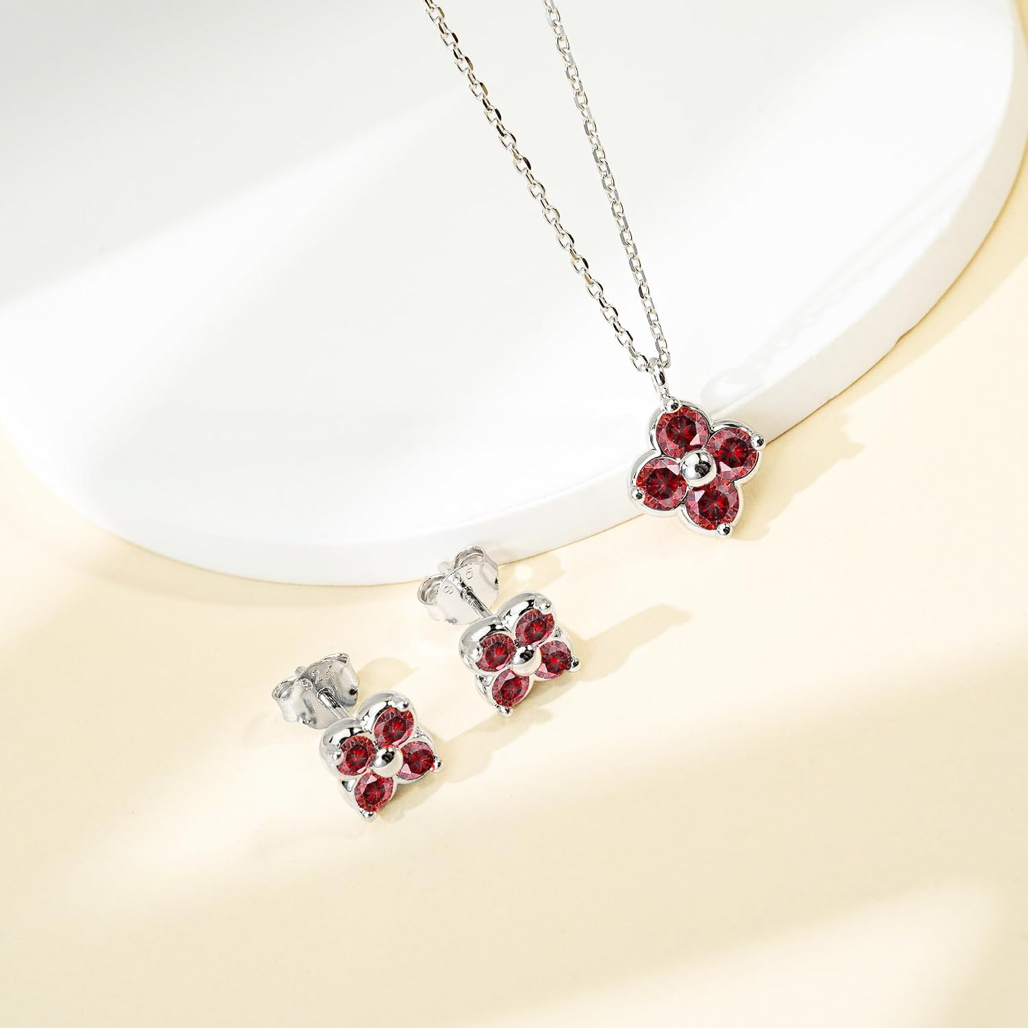 Women's Clover Birthstone Jewellery Set in 925 Sterling Silver – Bild 4