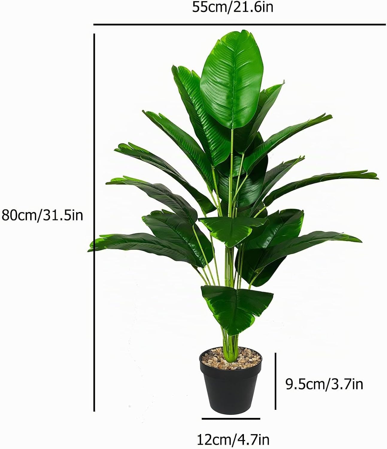 Artificial Plants in Pot, Plastic, Artificial Tropical Plants, Green Leaves with Stems and Pots, Green Plant, Fake Plants for Home, Office Plant Decoration (80 cm, Green Bird of Paradise) – Bild 2