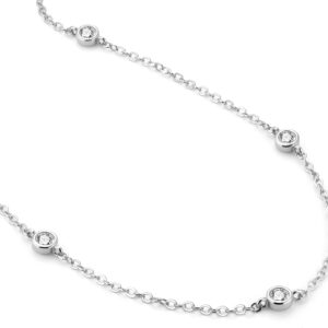 ALEXCRAFT 14K Gold-Plated Chains Sterling Silver 925 Necklaces with Zirconia for Women Necklace without Pendant Stackable Clavicle Chain Necklaces 42 cm Chains with Extension Chain 5 cm