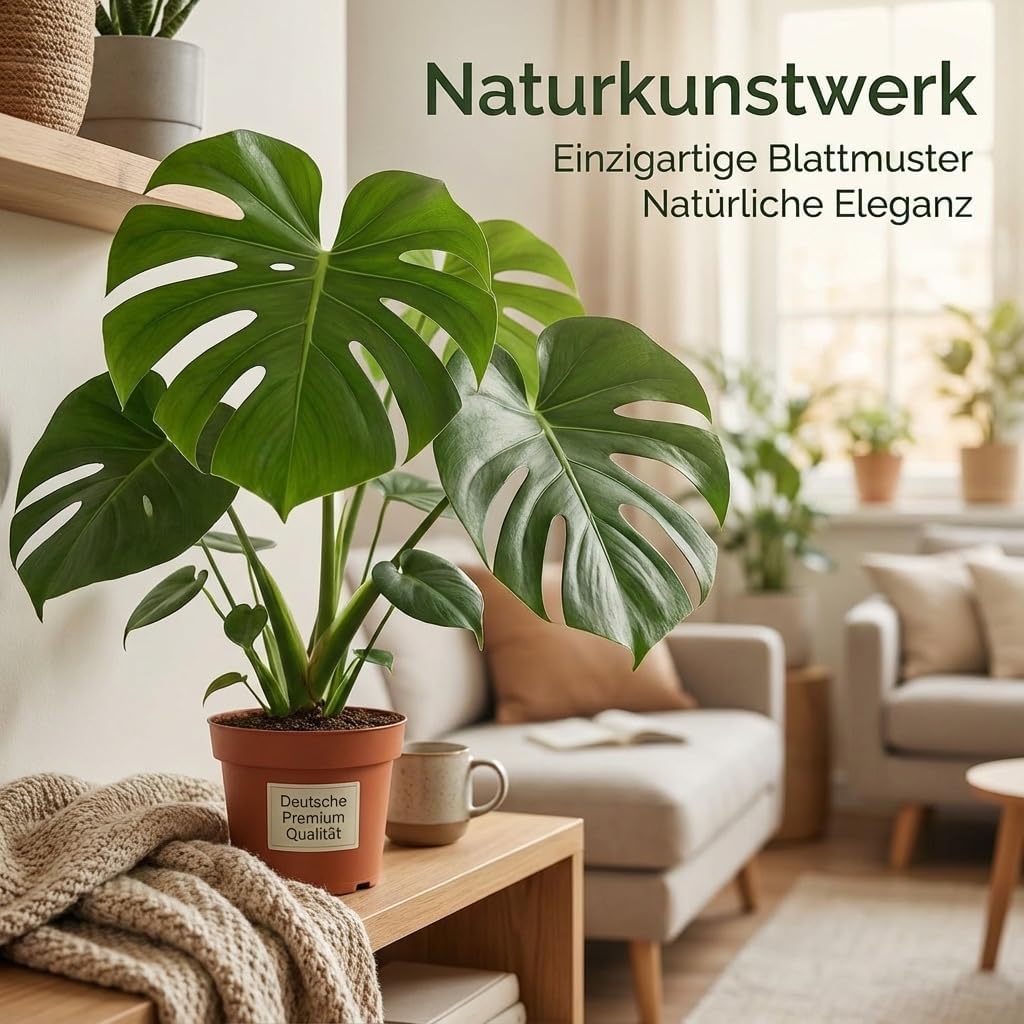 Monstera deliciosa | Set of 2 | Window Leaf | Approx. 55-70 cm | Diameter 12-15 cm Pot | Easy Care Indoor Plants for Home and Office | Quality from Plant Professional | Ideal Room Greenery – Bild 4