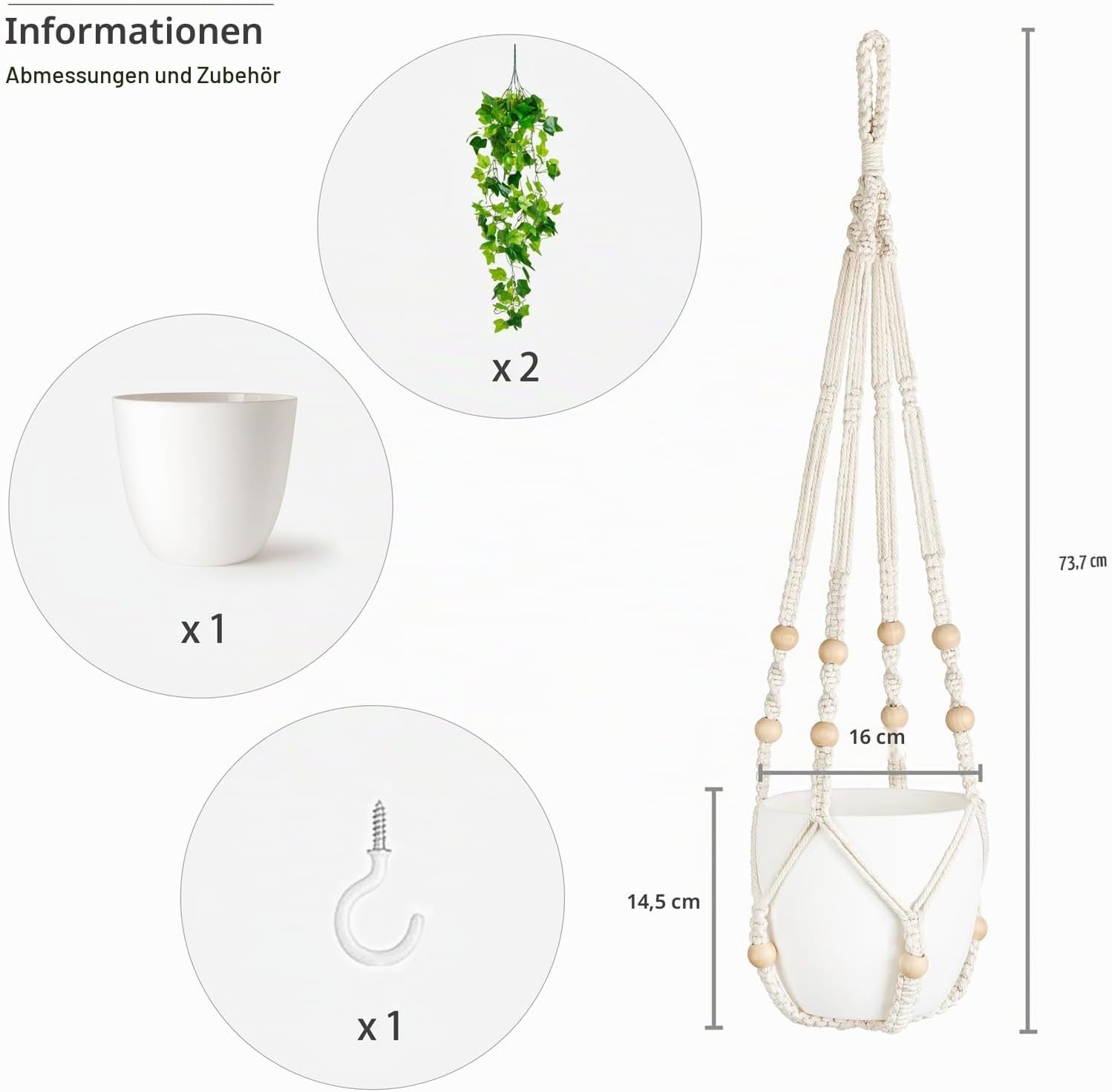 Dahey Hanging Plants Artificial Decoration Macrame Plant Hanger with Artificial Vines in Pots Green for Wall, Ceiling, Bedroom, Bathroom, Artificial Hanging Plants, Home Decoration – Bild 6