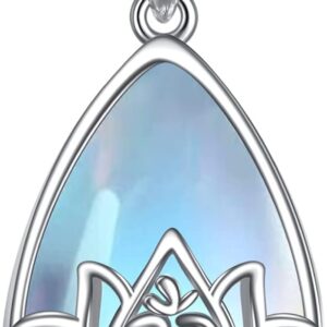 YAFEINI Lotus Necklace 925 Sterling Silver Moonstone Pendant Necklace Yoga Lotus Jewellery for Women