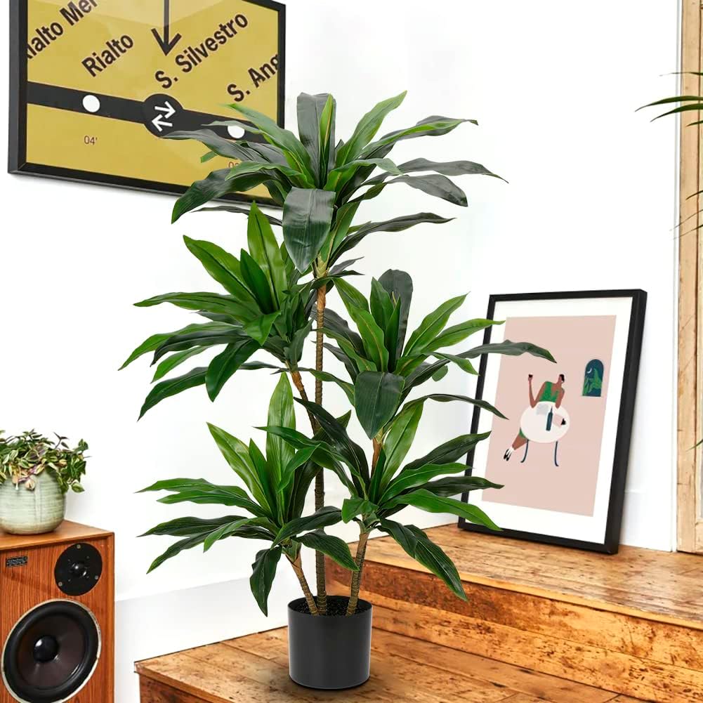 Dracaena Fragans Large Plants in Pot Artificial Plants 120 cm, Decorative Plant Indoor Plant with Pots, Artificial Plants Like Real with Durable Trunks and Lifelike Leaves for Living Room Office – Bild 4