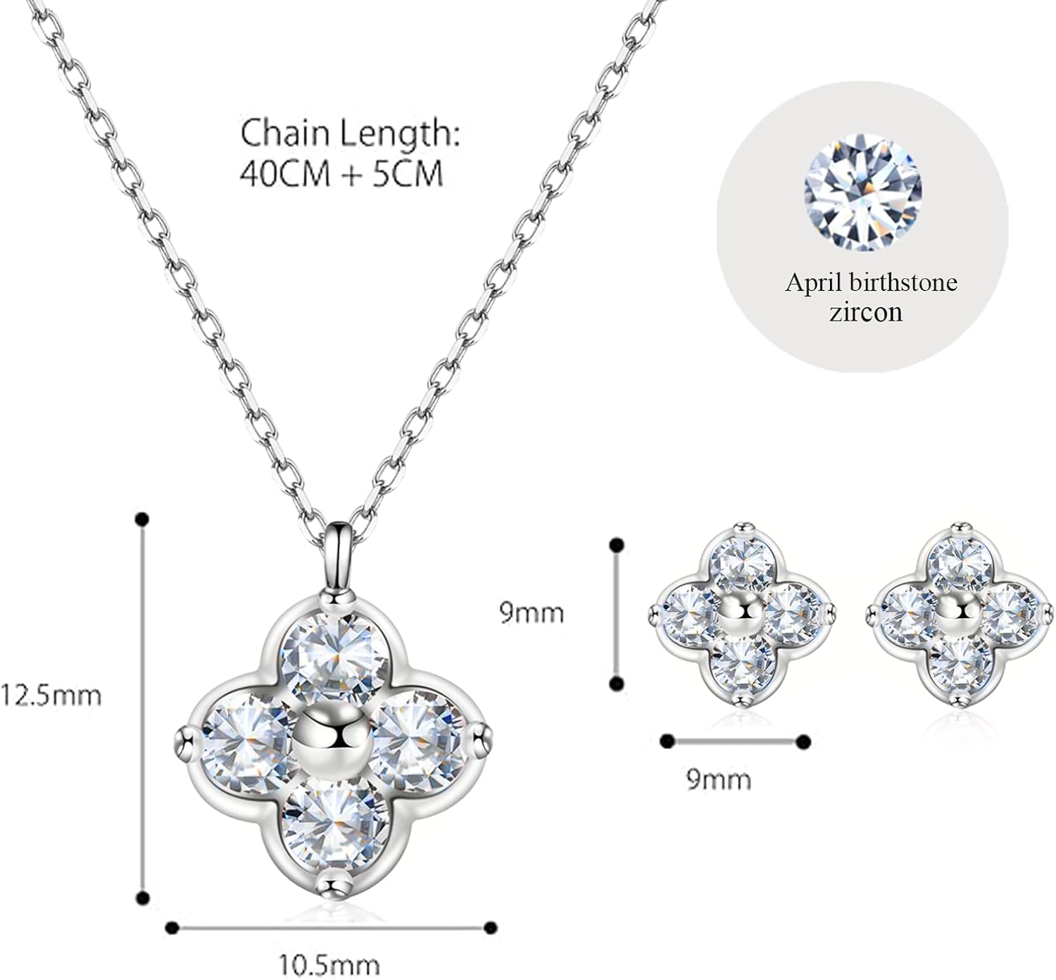 Women's Clover Birthstone Jewellery Set in 925 Sterling Silver – Bild 5