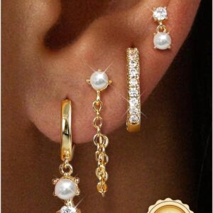 Dochais Earrings 925 Silver Stud for Women Hoop Earrings 14K Real Gold Plated Stud Earrings Silver 925 Stud Hypoallergenic Earrings Small Hoop Earrings Huggie Piercing Ear Earring Jewellery