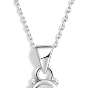 Opal Necklace Women's 925 Sterling Silver with 18K White Gold Plating - Natural Crystal Opal Pendant - 45cm Necklace Tarnish Resistant - Gift for Women, October Birthstone in Case