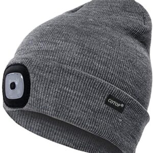 COTOP Hat with Light, Men's Winter Hat LED, Soft Running Hat, Women, Unisex Knitted Hat for Fishing, Gifts Men for Skiing, Snowboarding, Hat for Camping, Jogging