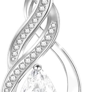 Birthstone Necklace for Women 925 Sterling Silver Drop Crystal Chain Simulated Diamond Infinity Pendant Birthday Gifts for Women Girls