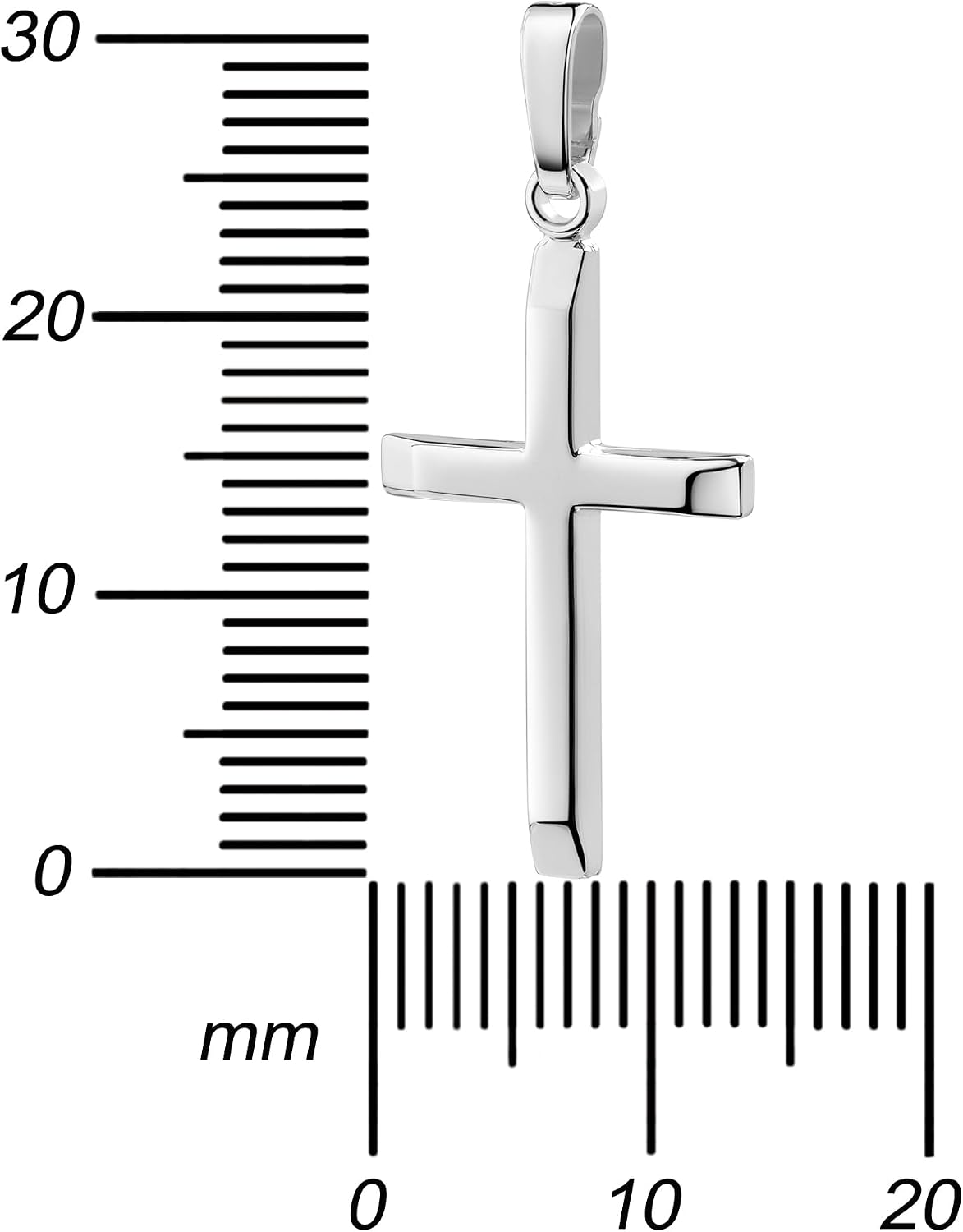 Women's Pendant 585 White Gold 14 Carat Cross Pendant Real Gold with Flattened Edges Cross with Necklace or without Chain Selectable – Bild 3