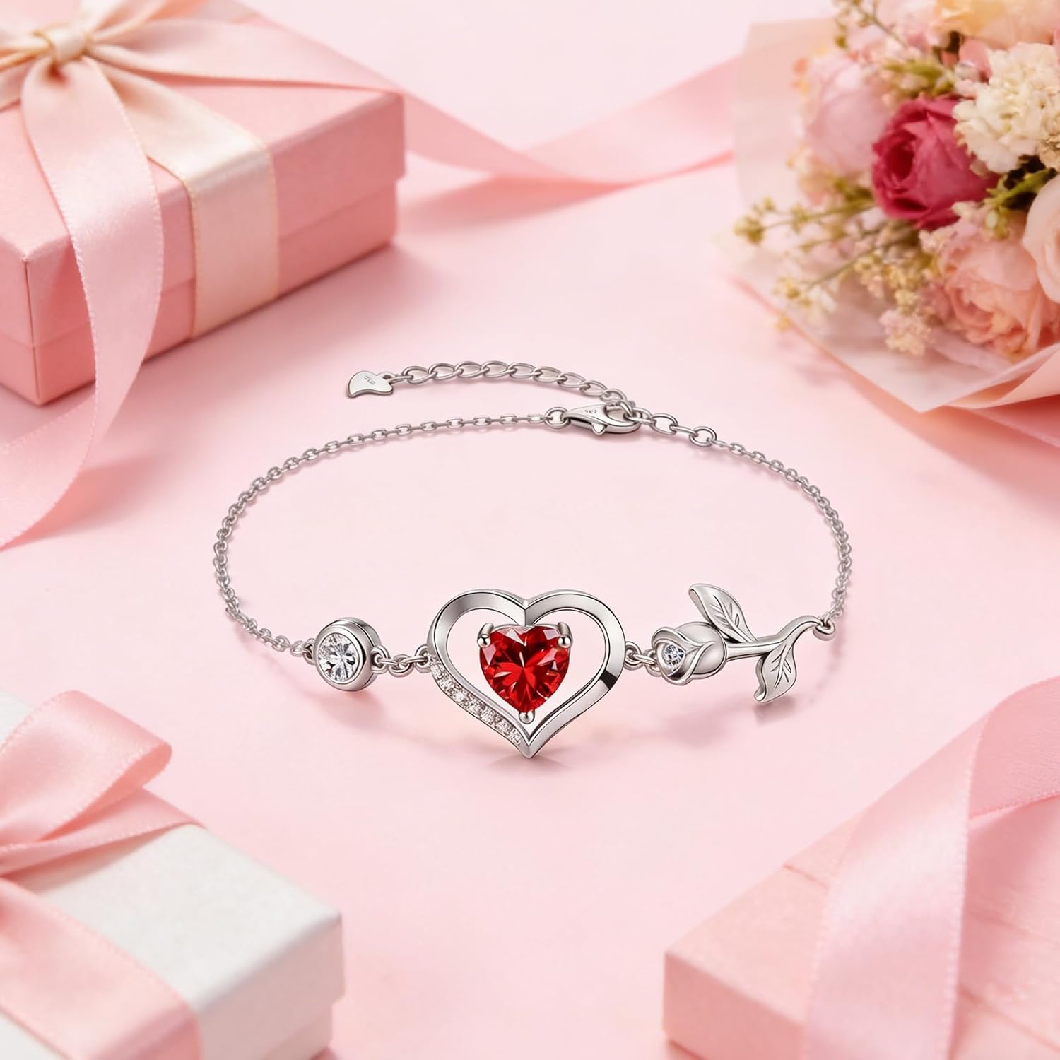 Women's S925 Silver Bracelet with I Love You. – Bild 6