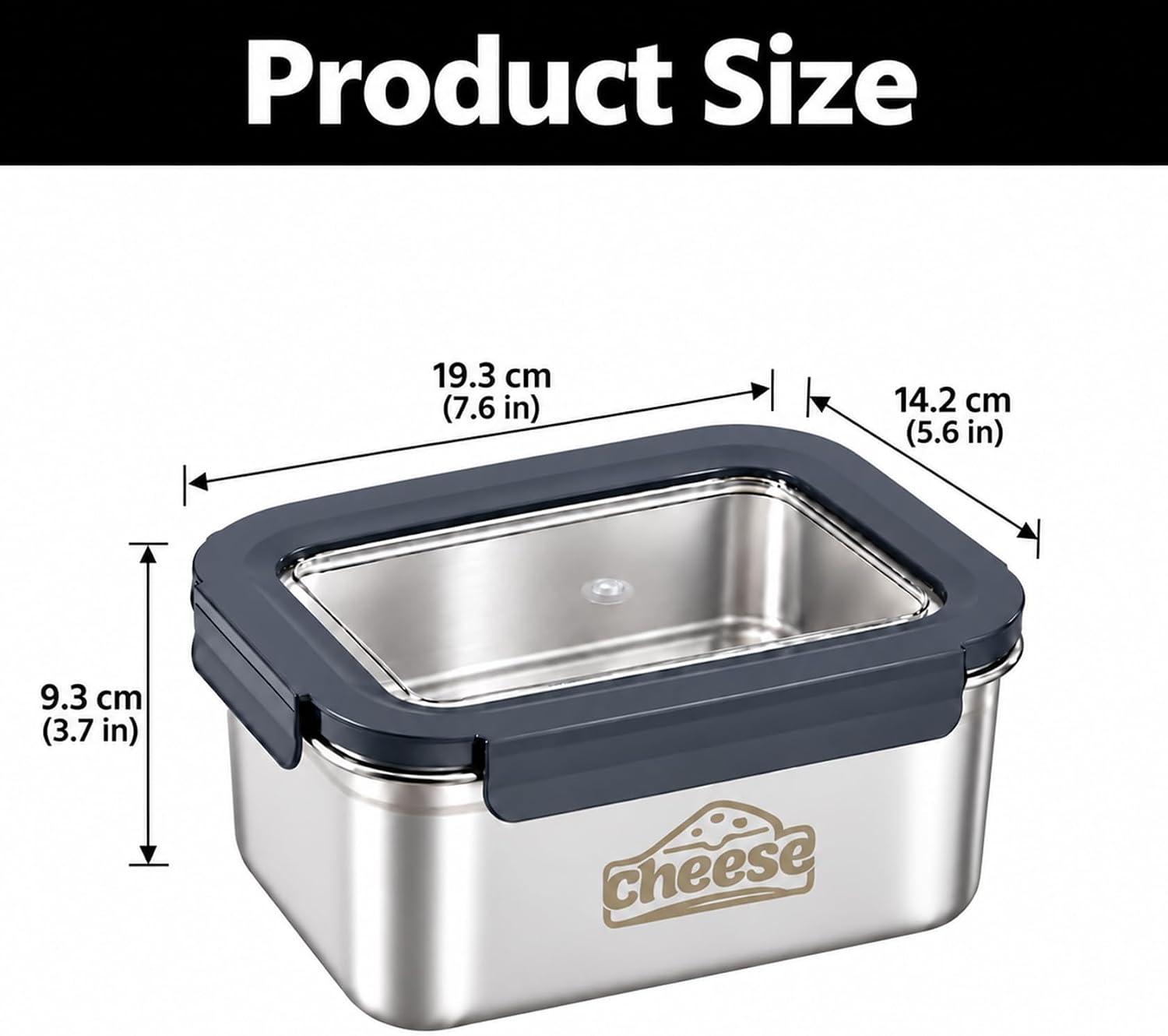 Cheese Box Fridge Stainless Steel with Lid and Viewing Window for Cheese – Bild 7