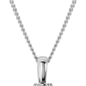 MIORE Women’s 0.04 Carat Diamond Necklace with Pendant Solitaire Diamond Brilliant Chain in White Gold 9 Carat 375 Gold Necklace 45 cm Long