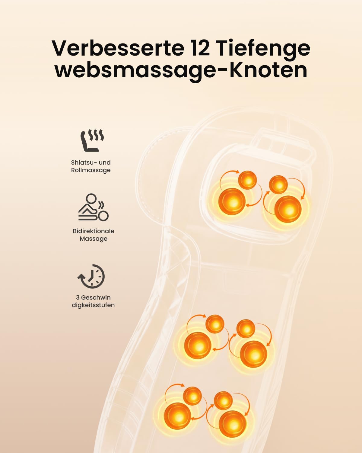 Renpho Back Massager, Massage Seat Cushion, Shiatsu Massager Back – Bild 4