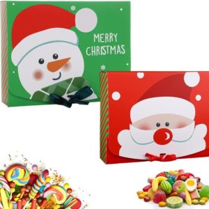 Pack of 10 Christmas Gift Boxes, Gift Box with Ribbons, Small Gift Box, Used for Pastries, Muffin Sweets, Biscuits, Gifts, 24 x 20 x 7 cm, 2 Styles