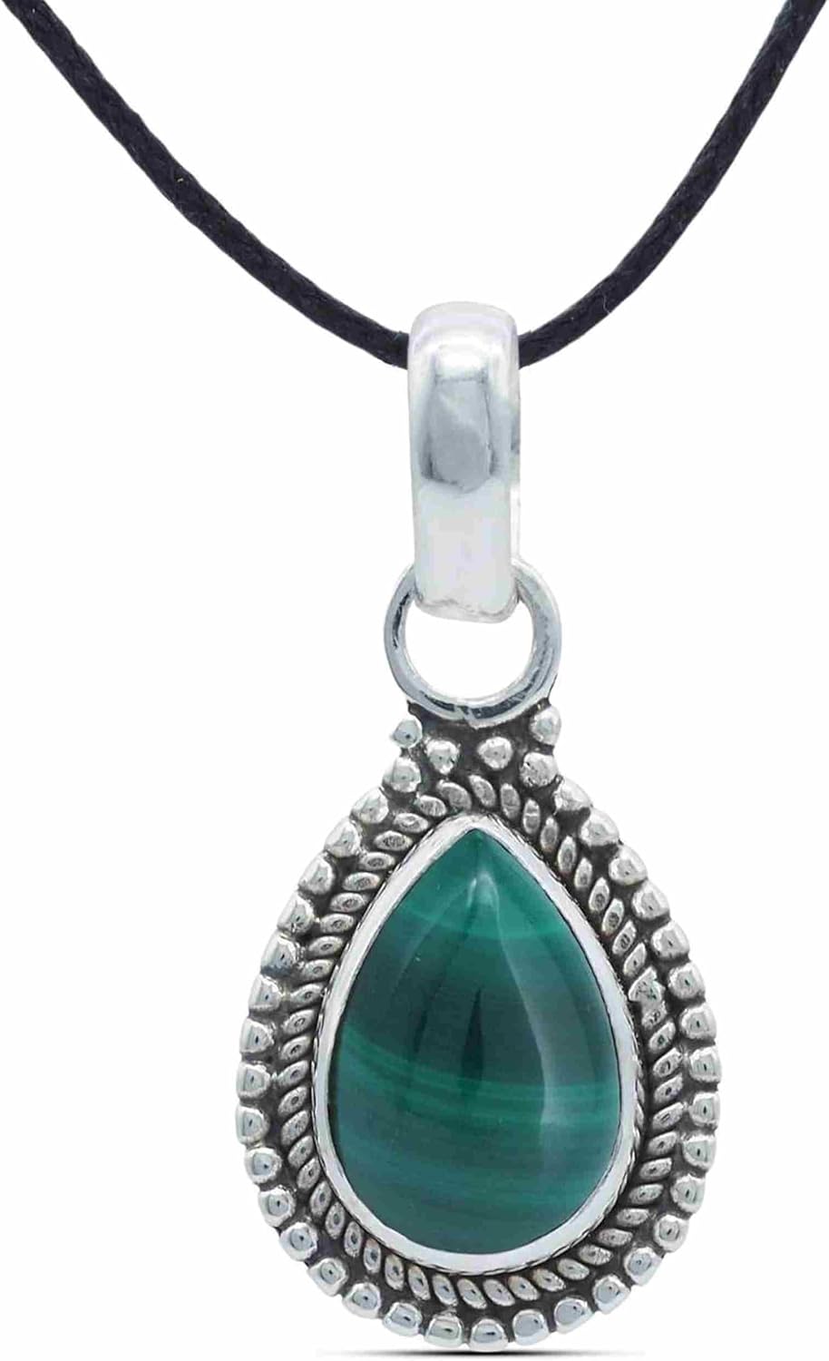mantraroma Kettenanhänger Edelstein an Band Silber 925 echt für Damen