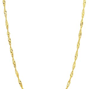 Orovi Ladies‘ 14 Carat Necklace, (585) Yellow Gold Singapore Chain, Gold chain, 1 mm width, 45 cm length