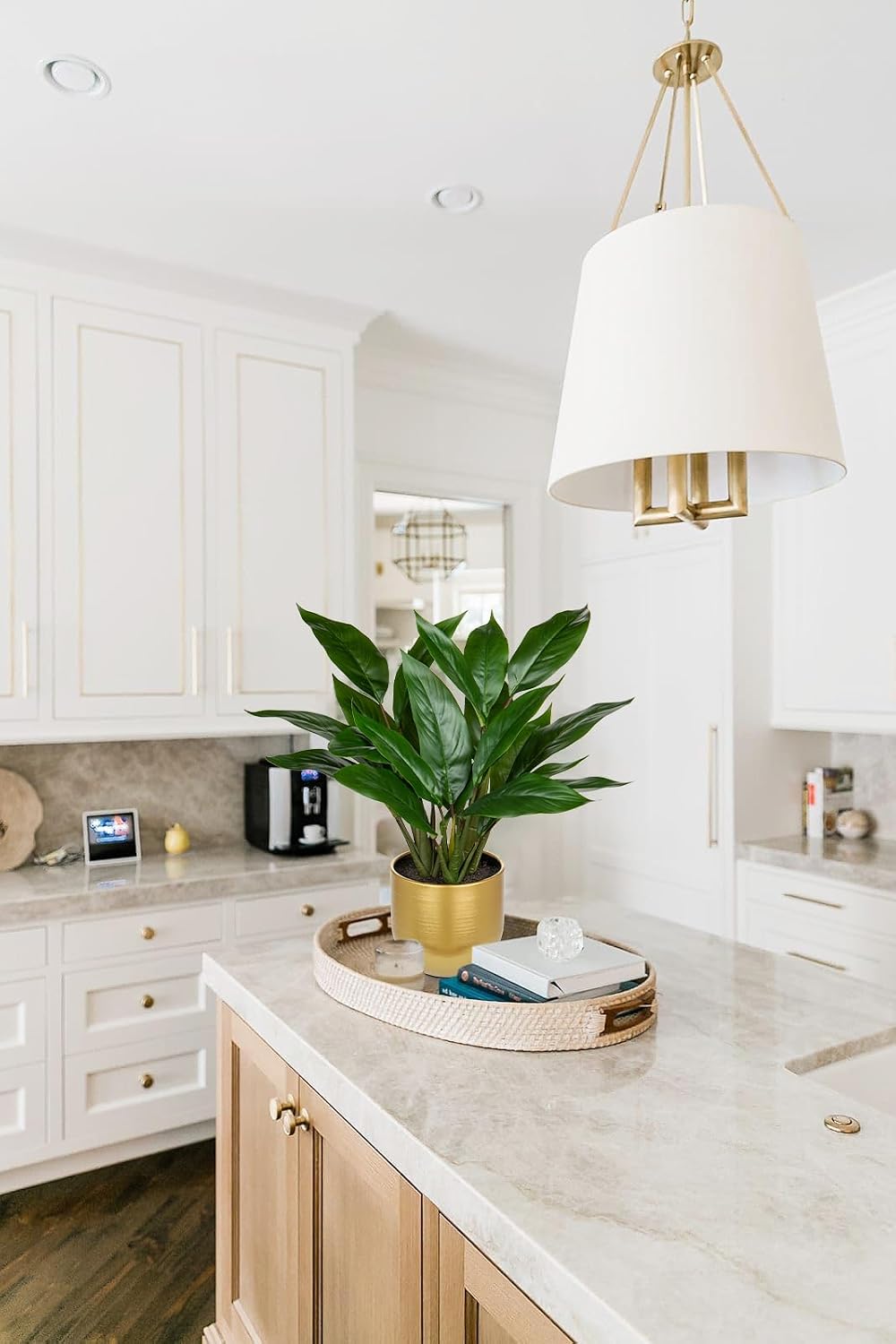 Briful Artificial Plant Like Real Artificial Plant Decorative Plant Calathea Bushy with 22 Leaves in Ceramic Pot Indoor Plant, Height 43 cm, Green – Bild 6