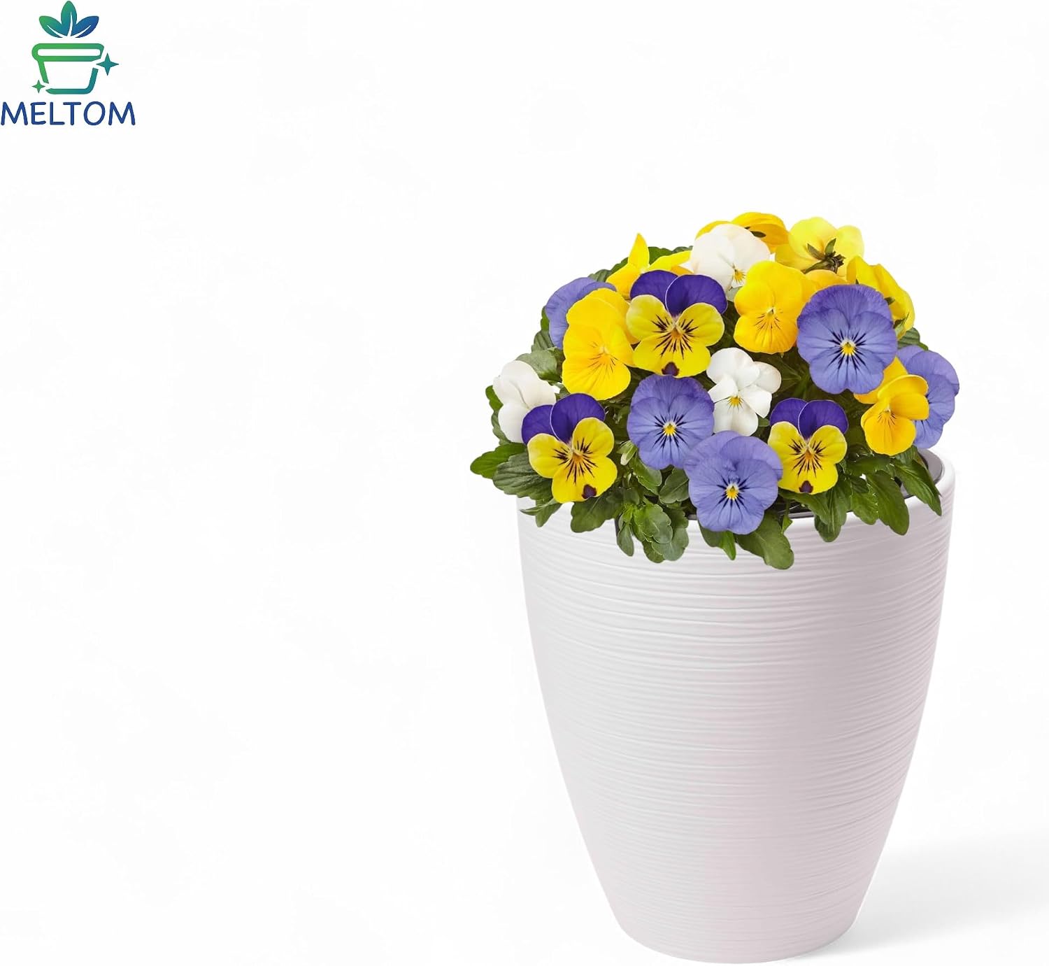 Meltom Flower Pot Large Round Height 42 cm Diameter 39 cm White 3D Wave with Insert Decoration – Bild 6