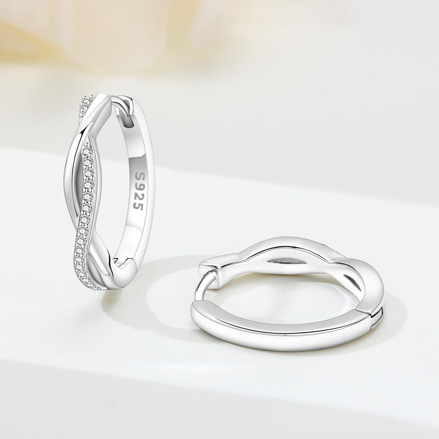 Zirkonia 925 Sterling Silber Ohrringe Damen Creolen Silber Creolen Damen Earrings For Women Geschenke für Frauen, Mütter und ihre Lieben – Bild 4
