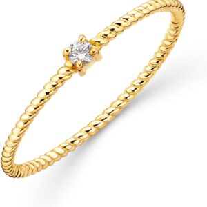 Orovi Ladies Gold Ring with Diamond 0.04ct Solitaire Engagement Ring 9ct Yellow Gold