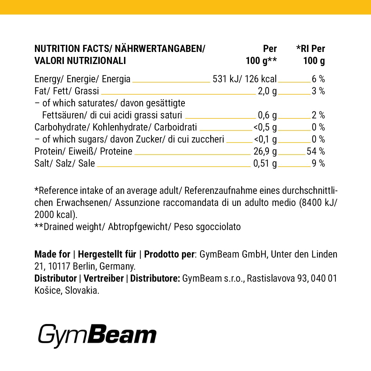 GymBeam Chicken Breast in Brine 12 x 155 g - Ready-to-Eat Chicken Fillet with High Protein Content, Low Fat, Gluten, Lactose and GMO, Ideal for Meal Prep, Salads and Fitness Snacks – Bild 2