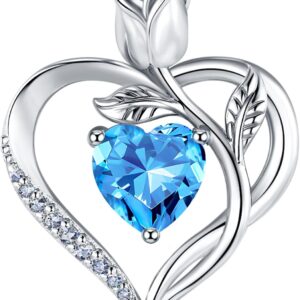 Women's Necklace 925 Silver Heart Rose Pendant