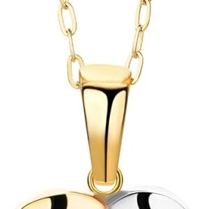 Orovi Women's Gold Jewellery, Gold Necklace with Bicolour Heart Pendant and Zircon, Anchor Chain 45 cm and Heart Made of 9 Carat White and Yellow Gold