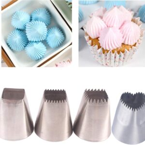 FantasyDay 4-Piece Piping Nozzle Set, Professional, High-Quality Stainless Steel Cake Decorating Tips, Baking Accessories, Christmas Pastry Tool for Baking Pastries, Icing, Cookies, Decorating Cakes