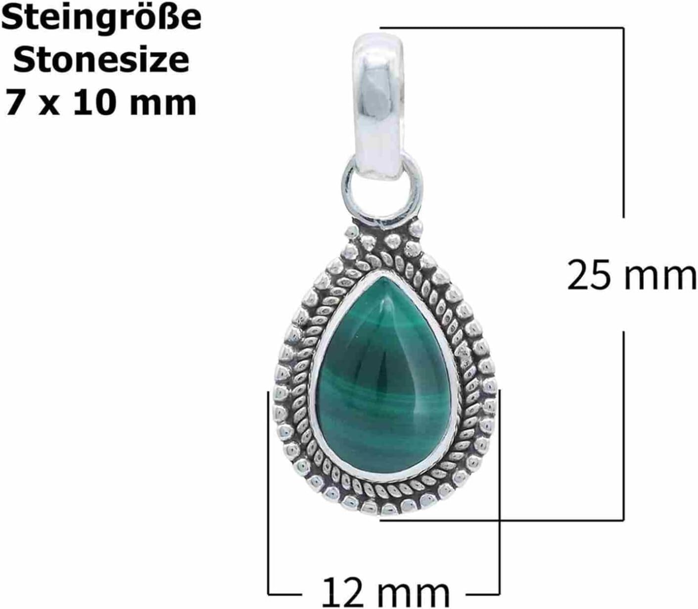 mantraroma Kettenanhänger Edelstein an Band Silber 925 echt für Damen – Bild 3