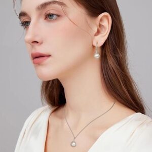 Gold Perlenschmuck Set Damen, Hypoallergene Süßwasserperlen Anhänger Perlenohrstecker Halskette, Verstellbare Perlenkette für Frauen Hochzeitsschmuck