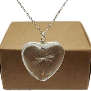 Dandelion Dandelions Large Heart 925 Sterling Silver Chain with Pendant
