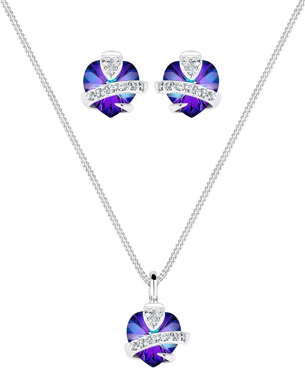 Elli Women's Jewellery Set, Heart, Glamorous Swarovski Crystal in 925 Silver – Bild 2